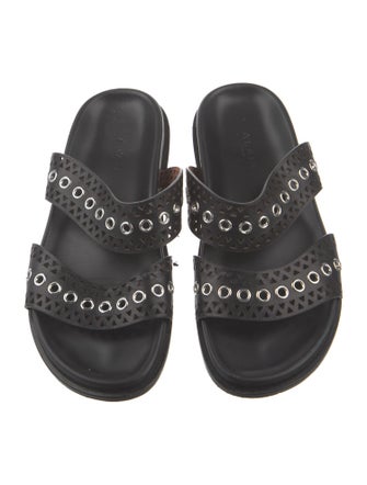 Alaïa Leather Lasercut Accents Slides