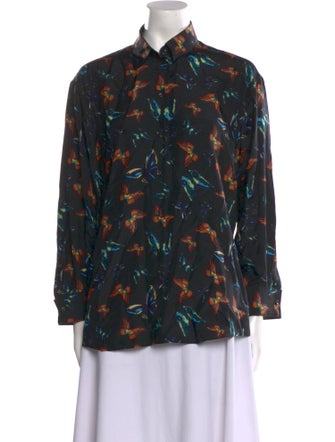 Alaïa Silk Floral Print Button-Up Top