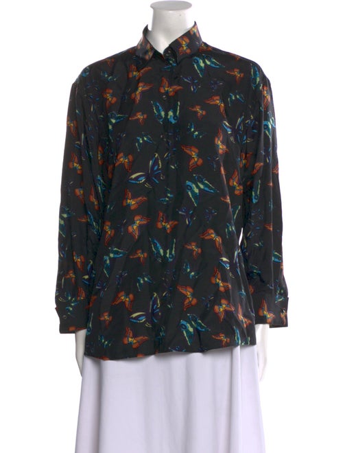 Alaïa Silk Floral Print Button-Up Top