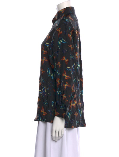 Alaïa Silk Floral Print Button-Up Top