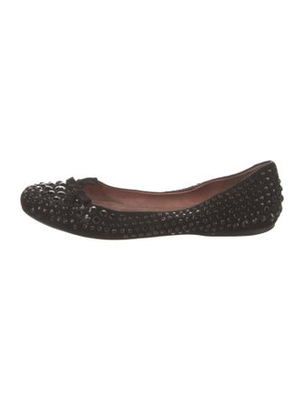 Alaïa Suede Bow Accents Ballet Flats