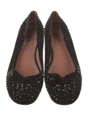 Alaïa Suede Bow Accents Ballet Flats