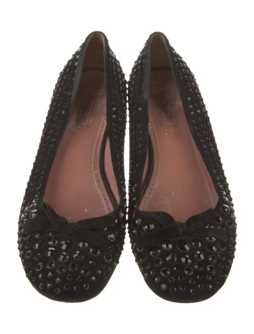 Alaïa Suede Bow Accents Ballet Flats
