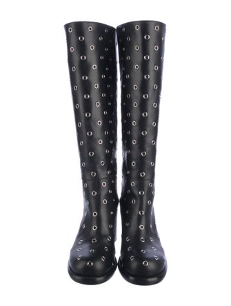Alaïa Leather Eyelet Trim Rain Boots