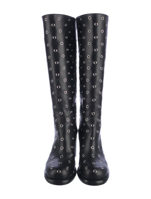 Alaïa Leather Eyelet Trim Rain Boots