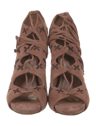 Alaïa Suede Graphic Print Pumps