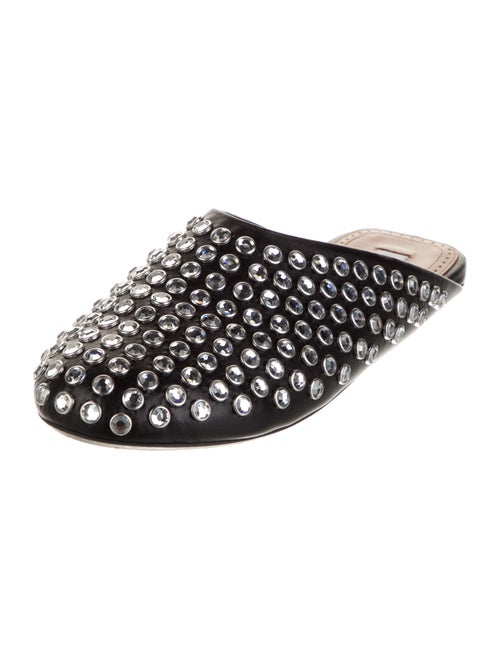 Alaïa Leather Crystal Embellishments Mules