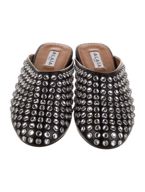 Alaïa Leather Crystal Embellishments Mules