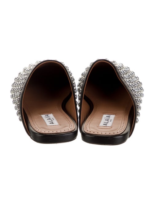 Alaïa Leather Crystal Embellishments Mules