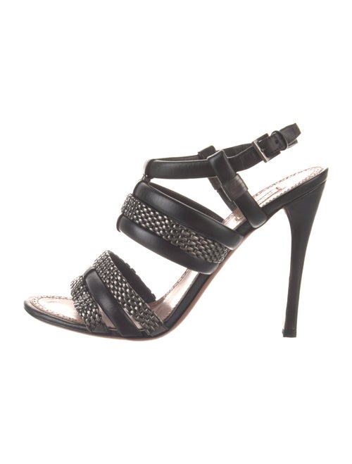 Alaïa Leather Chain-Link Accents Slingback Sandals