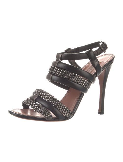 Alaïa Leather Chain-Link Accents Slingback Sandals