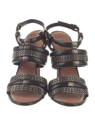 Alaïa Leather Chain-Link Accents Slingback Sandals