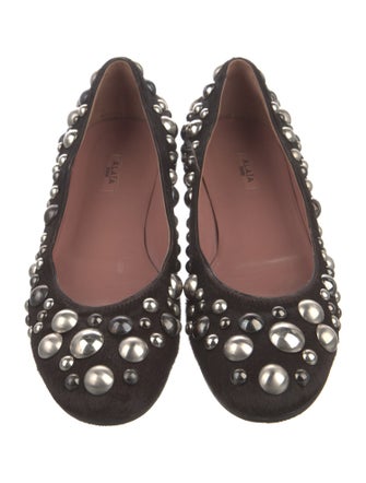 Alaïa Ponyhair Polka Dot Print Flats