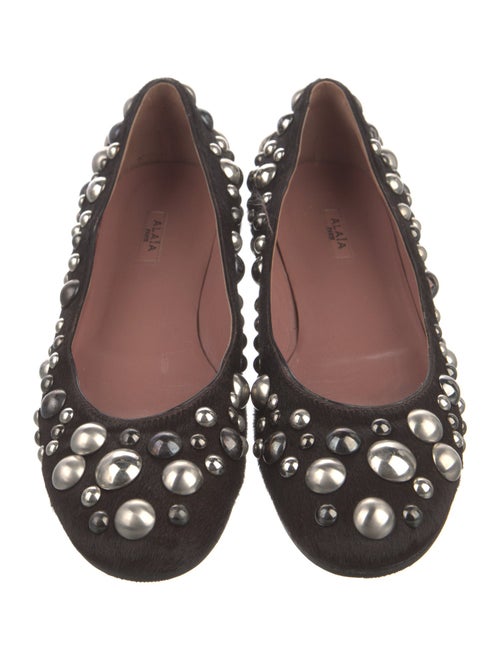 Alaïa Ponyhair Polka Dot Print Flats