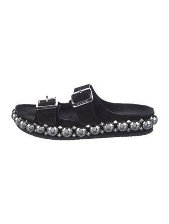 Alaïa Suede Studded Accents Slides