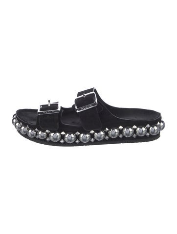 Alaïa Sandals Suede Studded Accents Slides IT 37 | 7