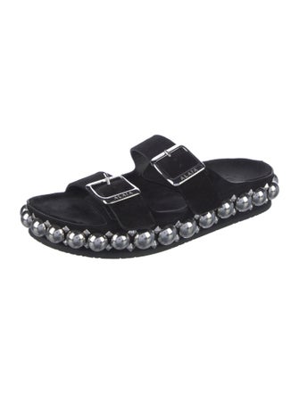 Alaïa Suede Studded Accents Slides