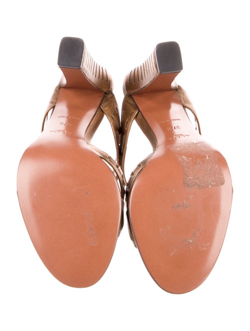 Alaïa Leather Cutout Accent T-Strap Sandals