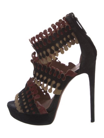 Alaïa Suede Scalloped Accent Sandals