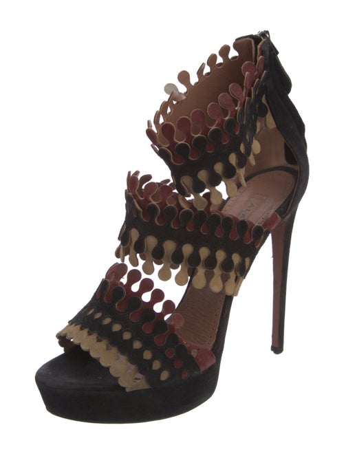 Alaïa Suede Scalloped Accent Sandals
