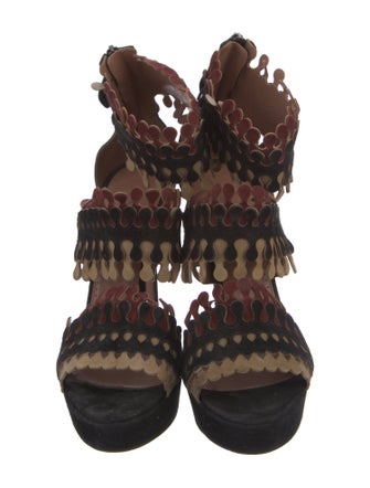 Alaïa Suede Scalloped Accent Sandals
