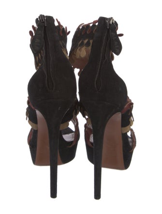 Alaïa Suede Scalloped Accent Sandals
