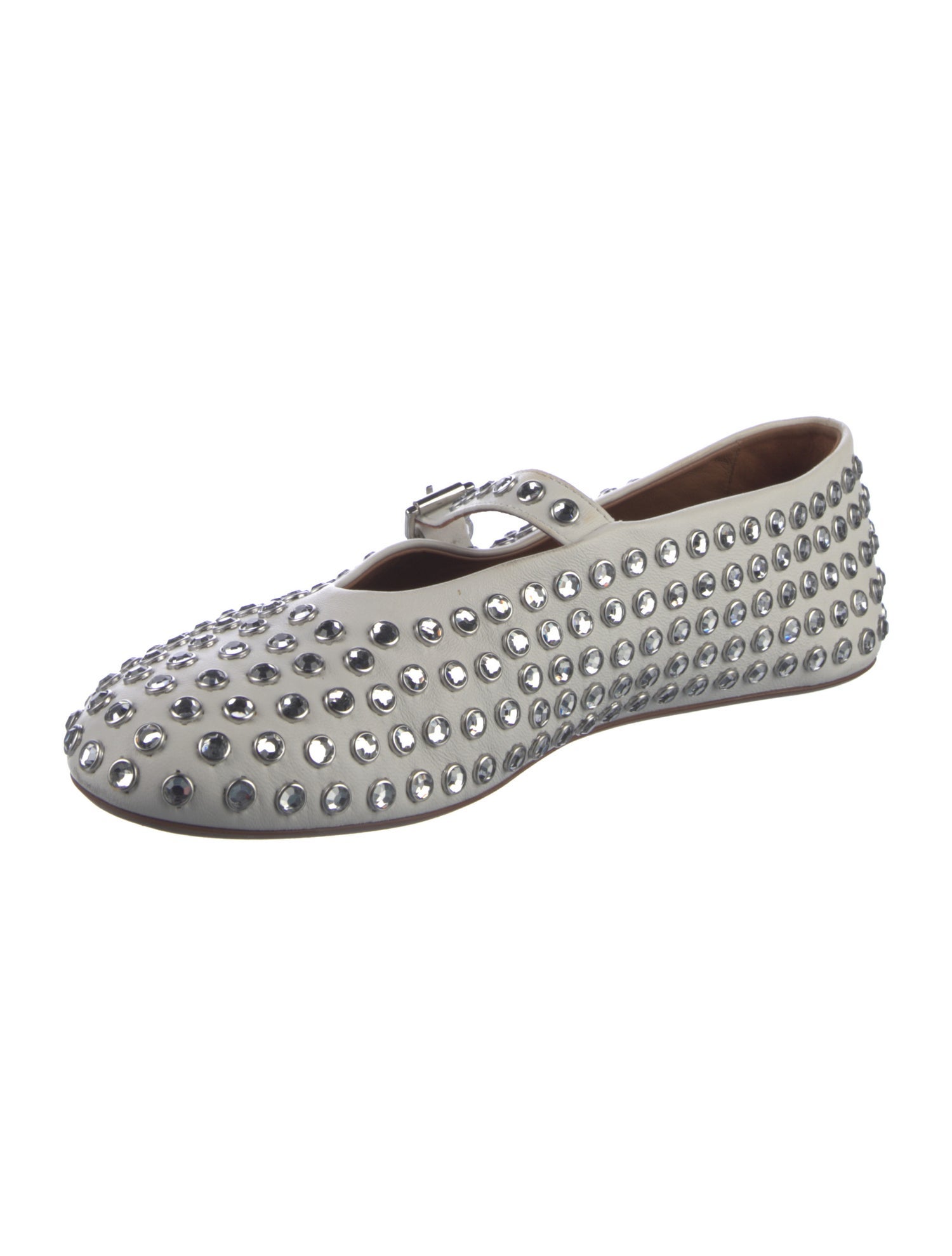 Alaïa Leather Crystal Embellishments Flats