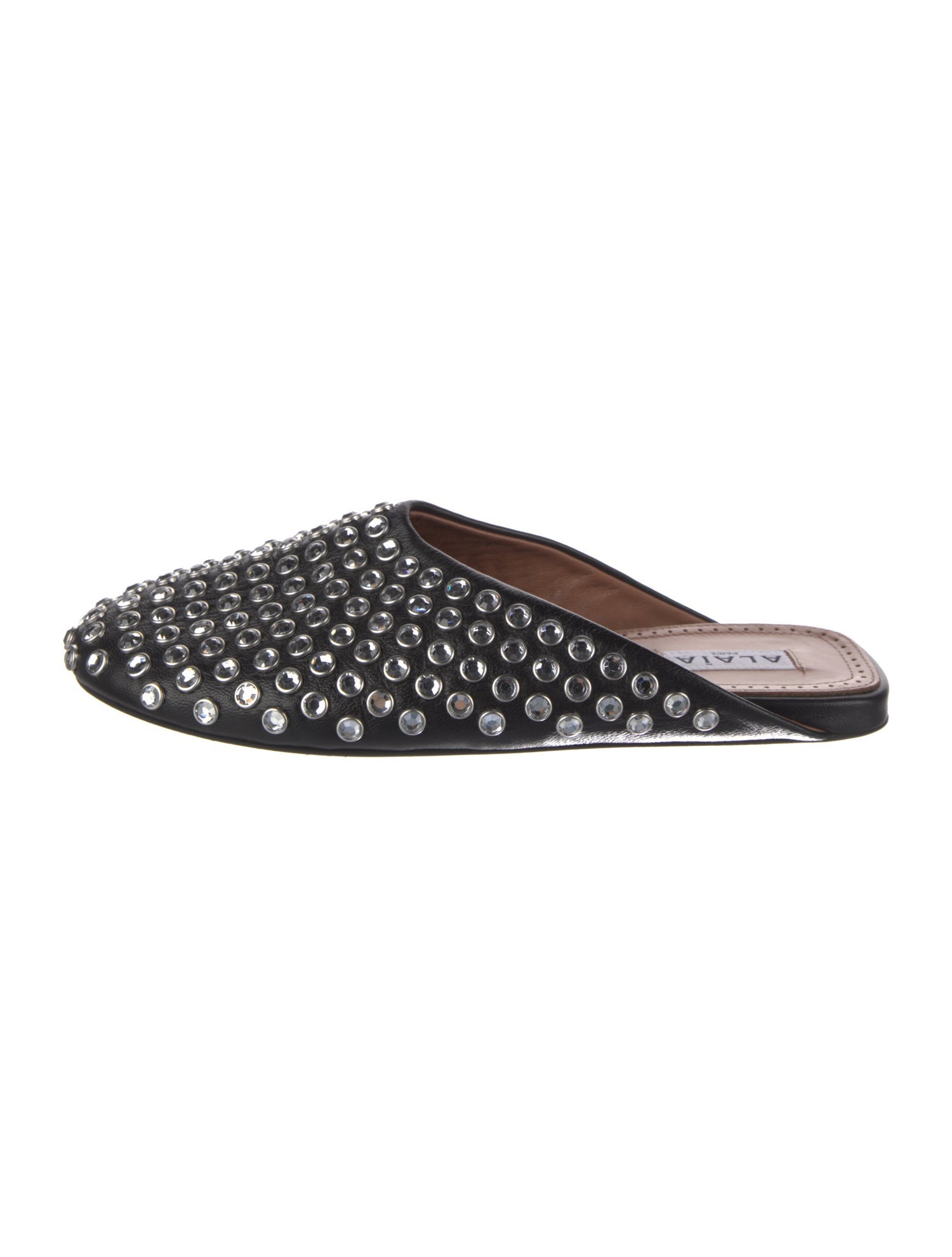 Alaïa Leather Crystal Embellishments Mules