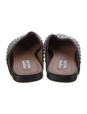 Alaïa Leather Crystal Embellishments Mules
