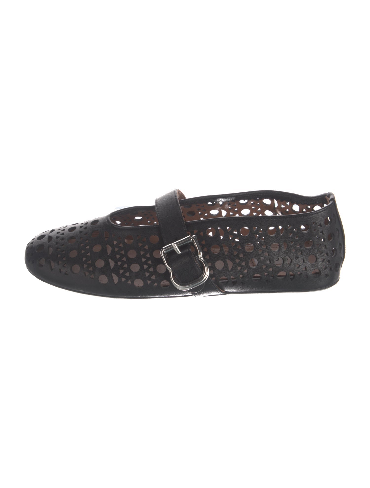 Alaïa Leather Lasercut Accents Mary Jane Flats