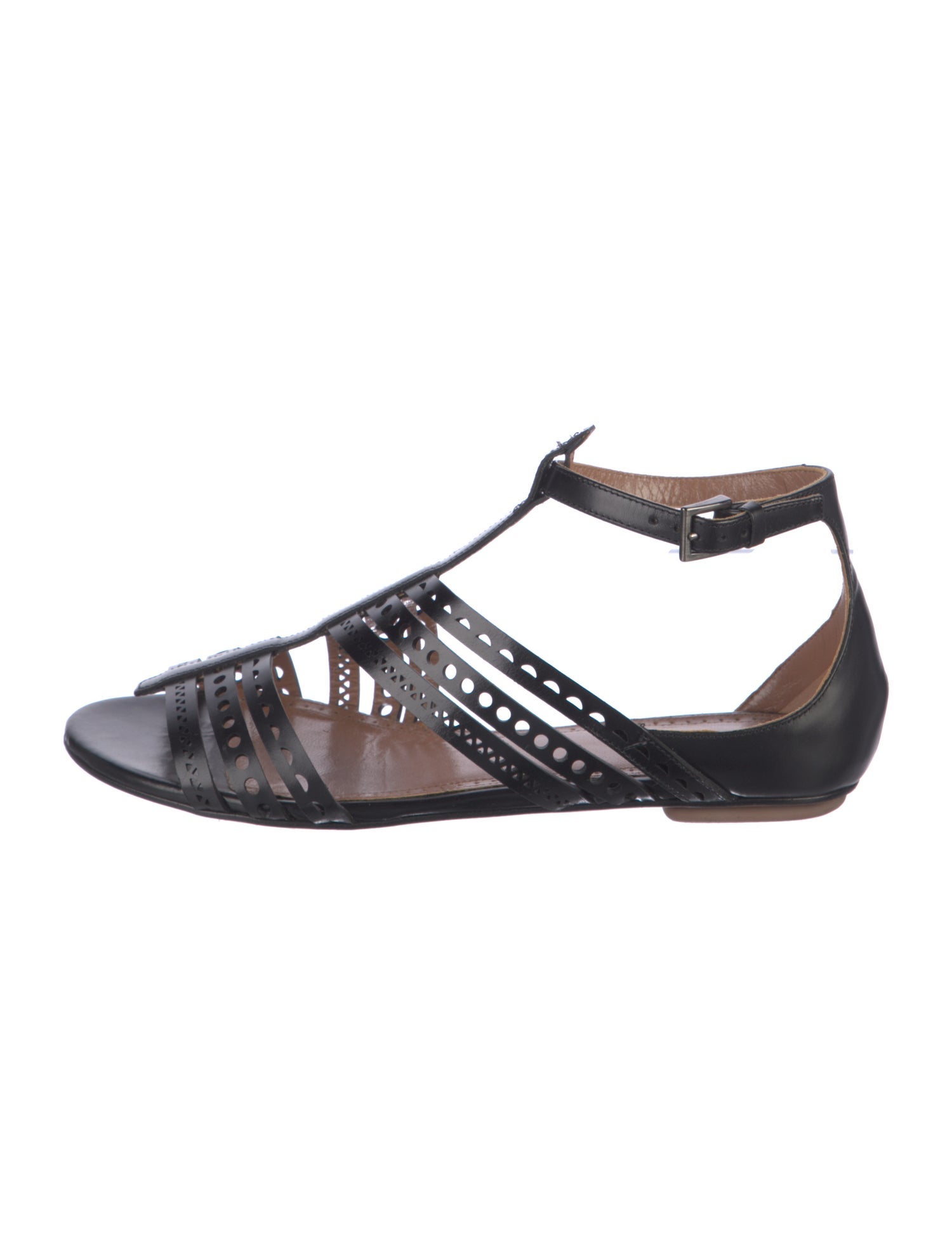 Alaïa Leather Lasercut Accents Gladiator Sandals