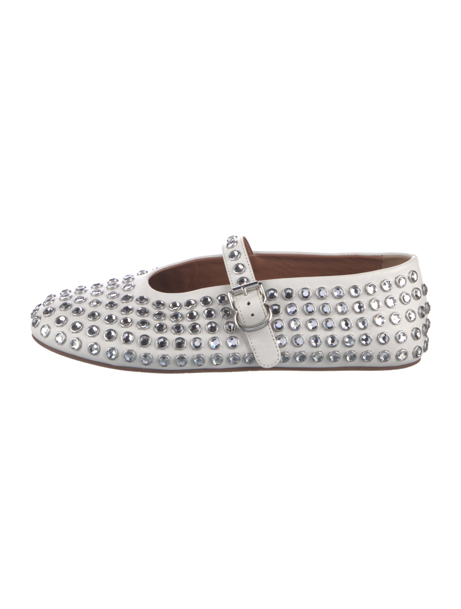 Alaïa Leather Crystal Embellishments Mary Jane Flats