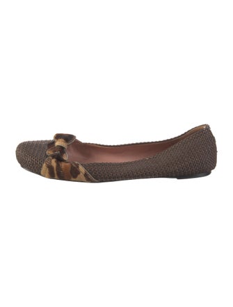 Alaïa Straw Animal Print Ballet Flats