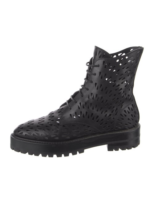 Alaïa Leather Lasercut Accents Combat Boots