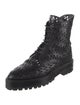 Alaïa Leather Lasercut Accents Combat Boots