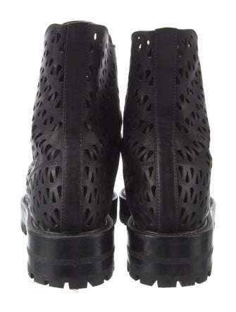 Alaïa Leather Lasercut Accents Combat Boots