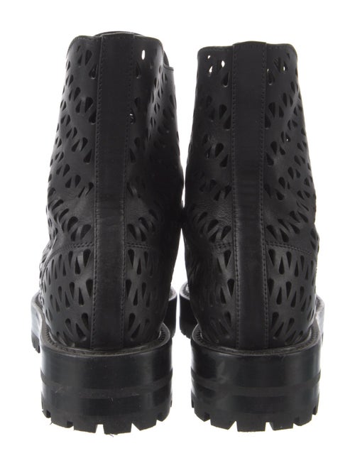 Alaïa Leather Lasercut Accents Combat Boots