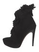Alaïa Suede Ruffle Embellishment Lace-Up Boots