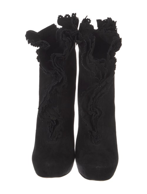 Alaïa Suede Ruffle Embellishment Lace-Up Boots