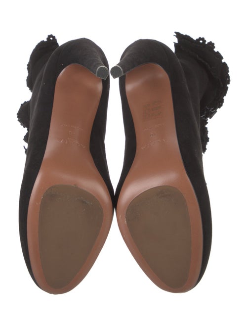 Alaïa Suede Ruffle Embellishment Lace-Up Boots
