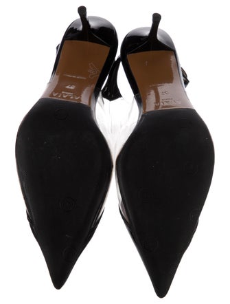 Alaïa Patent Leather Leather Trim Embellishment Slingback Pumps