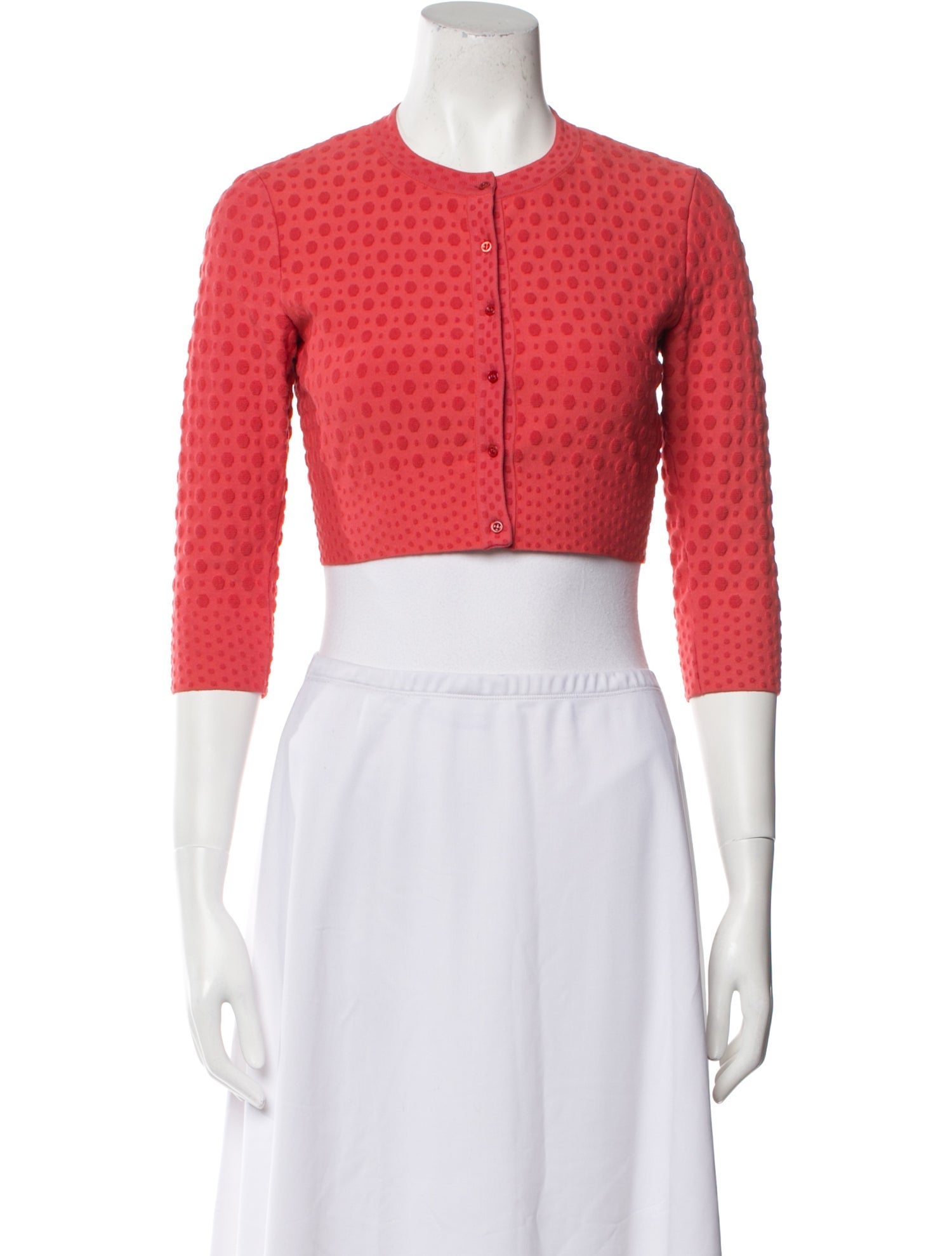 Alaïa Crew Neck Three-Quarter Sleeve Crop Top