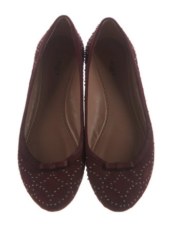 Alaïa Leather Bow Accents Ballet Flats