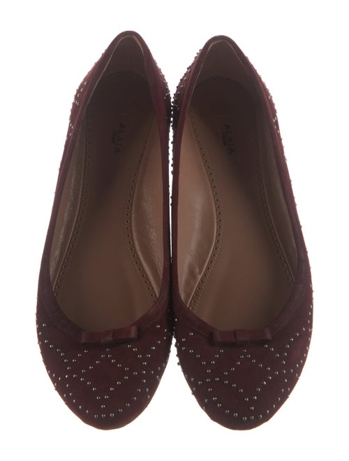 Alaïa Leather Bow Accents Ballet Flats