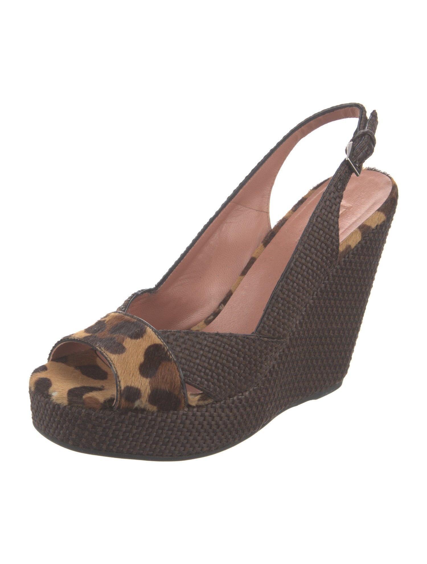 Alaïa Ponyhair Animal Print Slingback Sandals