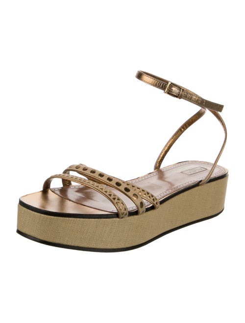 Alaïa Canvas Leather Trim Embellishment Espadrilles