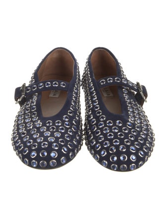 Alaïa Suede Polka Dot Print Mary Jane Flats