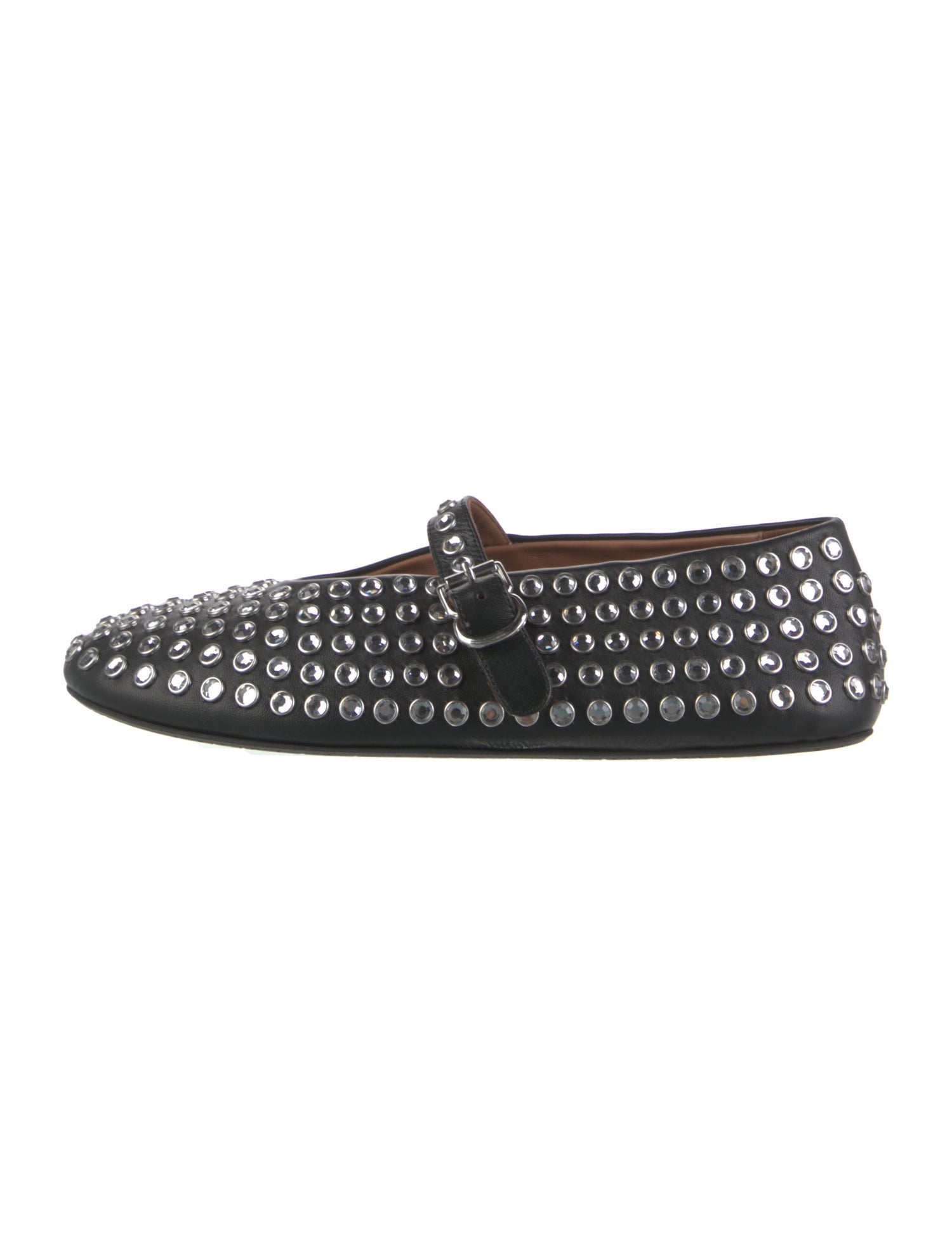 Alaïa Leather Crystal Embellishments Mary Jane Flats