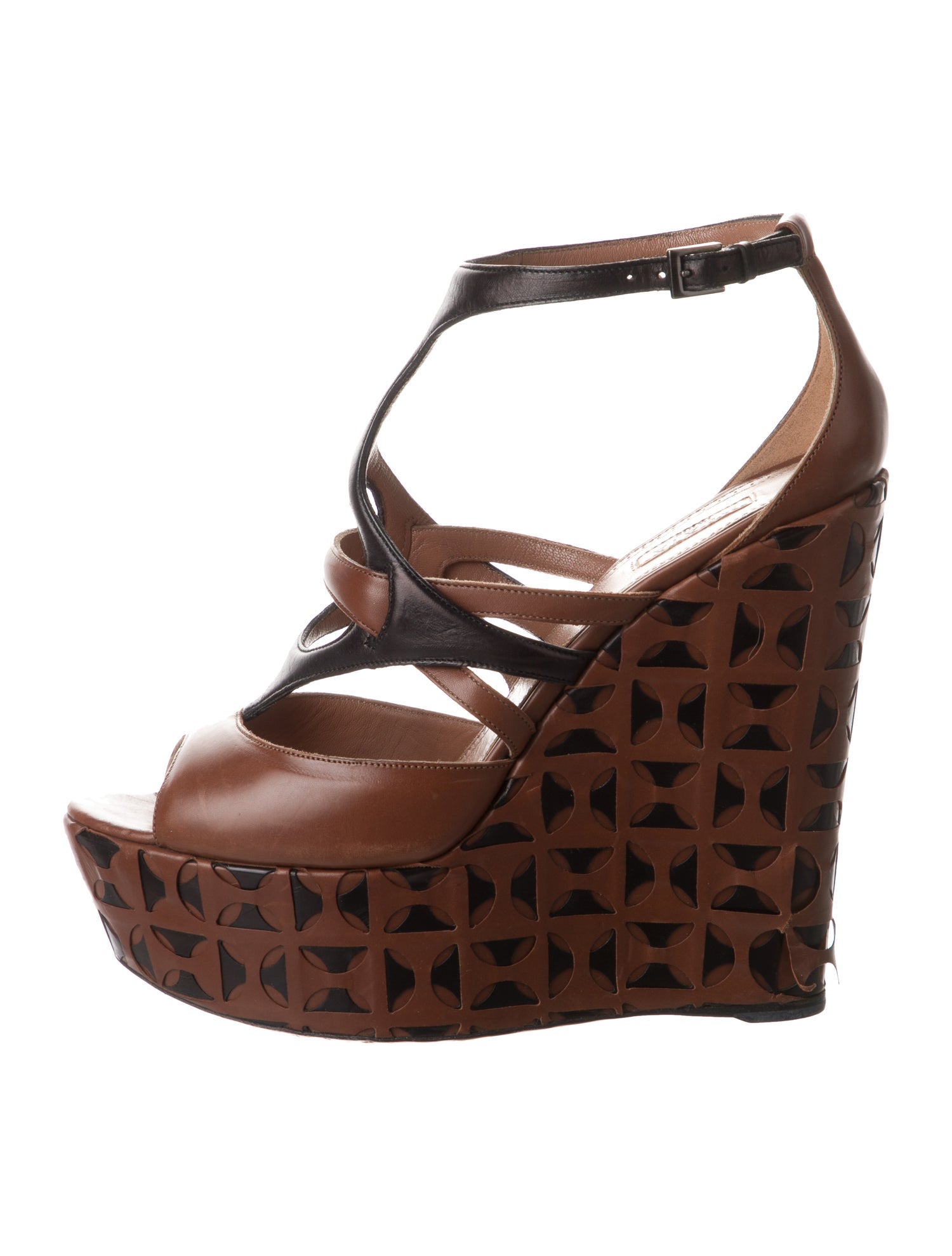 Alaïa Leather Lasercut Accents T-Strap Pumps