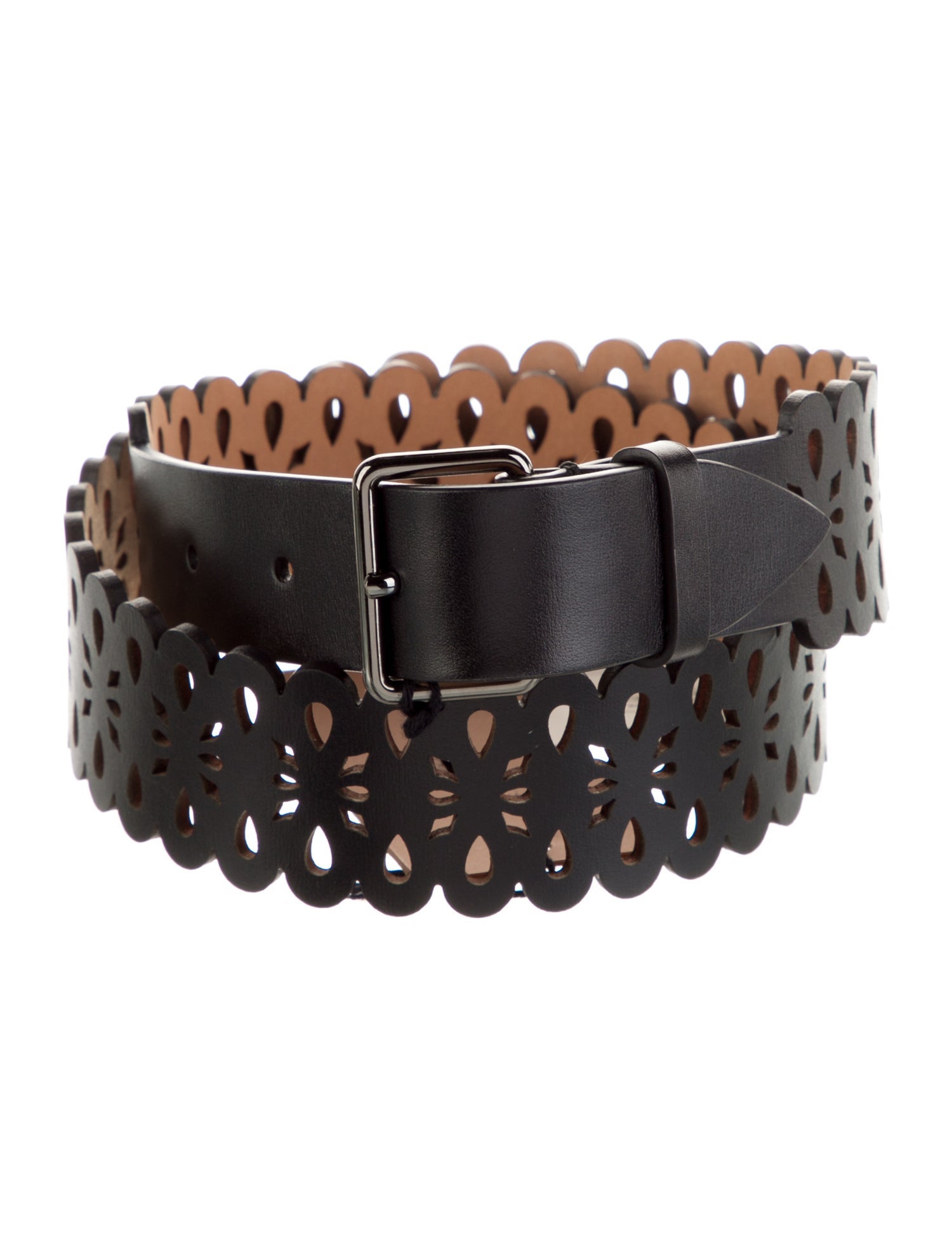 Alaïa Leather Lasercut Accents Belt w/ Tags
